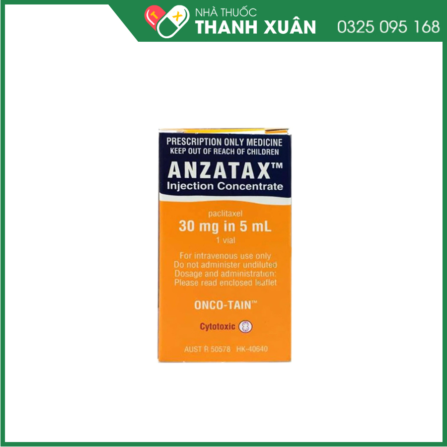 Anzatax 30mg/5ml thuốc điều trị ung thư buồng trứng, ung thư vú, ung thư phổi, Sarcoma Kaposi (KS) liên quan đến AIDS
